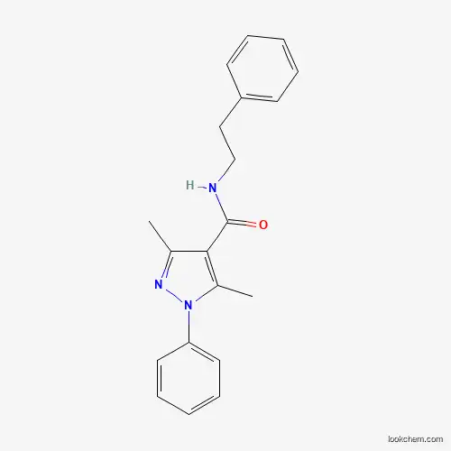 Molecular Structure of 956362-09-7 (3,5-dimethyl-1-phenyl-N-(2-phenylethyl)pyrazole-4-carboxamide)