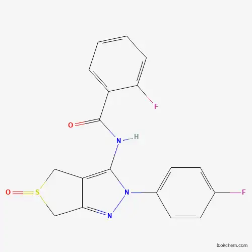 Molecular Structure of 958228-80-3 (2-fluoro-N-(2-(4-fluorophenyl)-5-oxido-4,6-dihydro-2H-thieno[3,4-c]pyrazol-3-yl)benzamide)