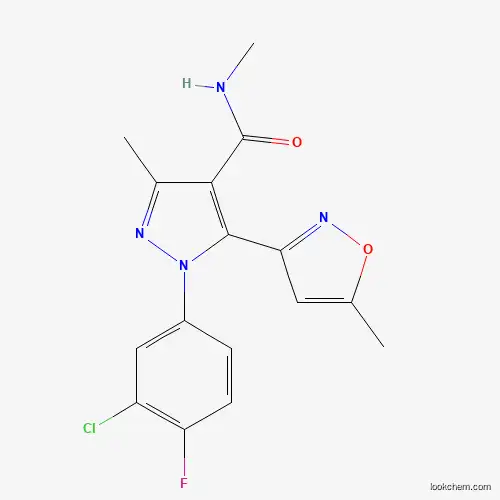 Molecular Structure of 957947-50-1 (1-(3-chloro-4-fluorophenyl)-N,3-dimethyl-5-(5-methylisoxazol-3-yl)-1H-pyrazole-4-carboxamide)