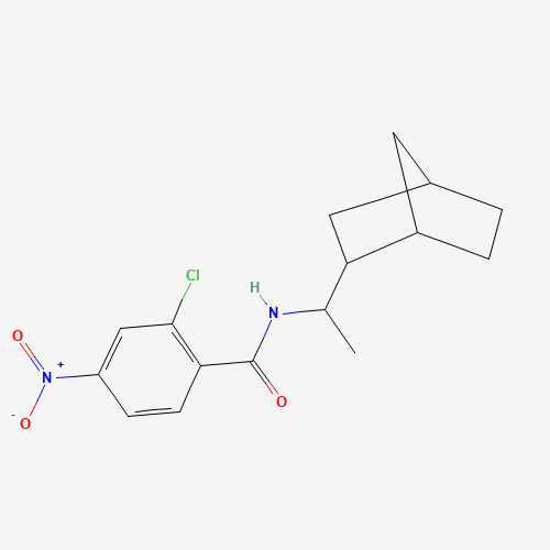 Molecular Structure of 1005056-37-0 (N-[1-(2-bicyclo[2.2.1]heptanyl)ethyl]-2-chloro-4-nitrobenzamide)