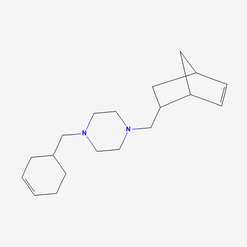 Molecular Structure of 1005060-08-1 (1-(Bicyclo[2.2.1]hept-5-en-2-ylmethyl)-4-(cyclohex-3-en-1-ylmethyl)piperazine)