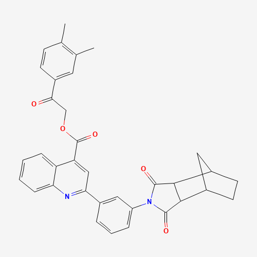 Molecular Structure of 1005188-13-5 (2-(3,4-dimethylphenyl)-2-oxoethyl 2-[3-(1,3-dioxooctahydro-2H-4,7-methanoisoindol-2-yl)phenyl]quinoline-4-carboxylate)