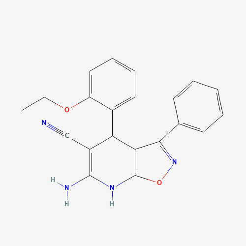 Molecular Structure of 1164472-79-0 (6-Amino-4-(2-ethoxyphenyl)-3-phenyl-4,7-dihydroisoxazolo[5,4-b]pyridine-5-carbonitrile)