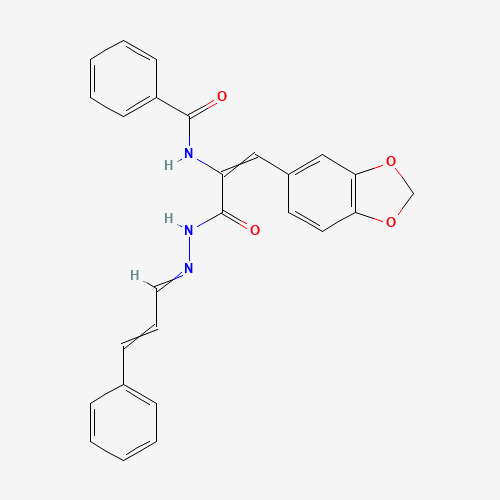Molecular Structure of 1680-46-2 (3-(1,3-Benzodioxol-5-yl)-2-(benzoylamino)-2-propenoic acid 2-(3-phenyl-2-propen-1-ylidene)hydrazide)