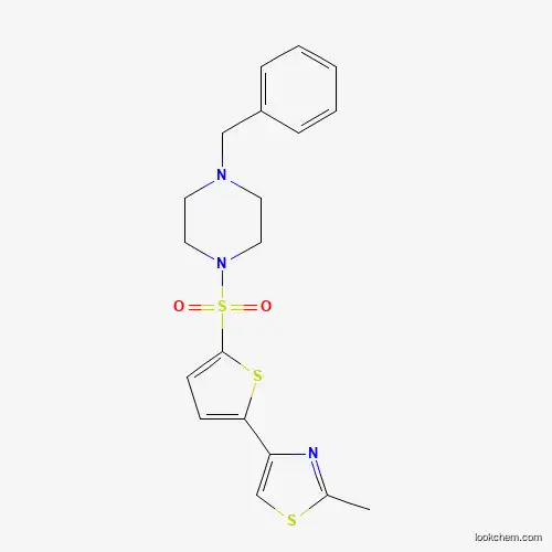 Molecular Structure of 215654-56-1 (4-{5-[(4-Benzylpiperazino)sulfonyl]-2-thienyl}-2-methyl-1,3-thiazole)