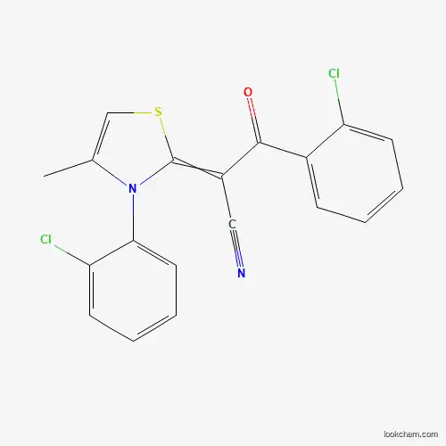 Molecular Structure of 287197-08-4 (2-Chloro-alpha-[3-(2-chlorophenyl)-4-methyl-2(3H)-thiazolylidene]-beta-oxobenzenepropanenitrile)