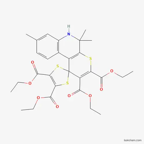 Molecular Structure of 296272-68-9 (Tetraethyl 5',5',8'-trimethyl-5',6'-dihydrospiro[1,3-dithiole-2,1'-thiopyrano[2,3-c]quinoline]-2',3',4,5-tetracarboxylate)