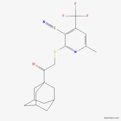 Molecular Structure of 299198-62-2 (2-(2-Adamantan-1-yl-2-oxo-ethylsulfanyl)-6-methyl-4-trifluoromethyl-nicotinonitrile)