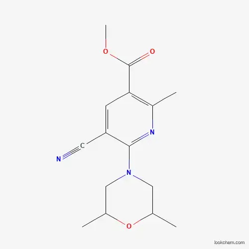 Molecular Structure of 306979-98-6 (Methyl 5-cyano-6-(2,6-dimethylmorpholino)-2-methylnicotinate)