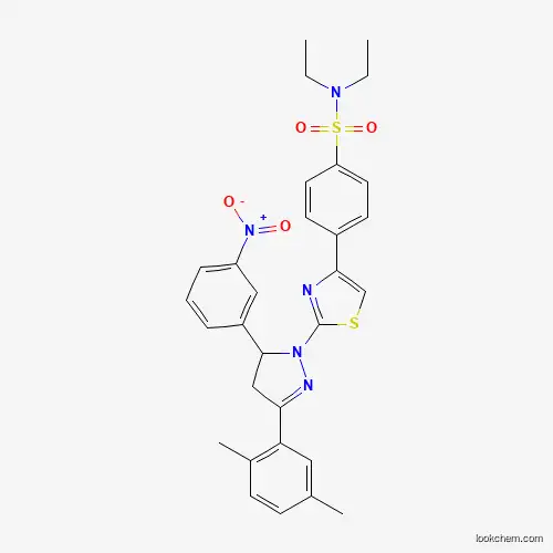Molecular Structure of 339303-88-7 (4-{2-[3-(2,5-dimethylphenyl)-5-(3-nitrophenyl)-4,5-dihydro-1H-pyrazol-1-yl]-1,3-thiazol-4-yl}-N,N-diethylbenzenesulfonamide)