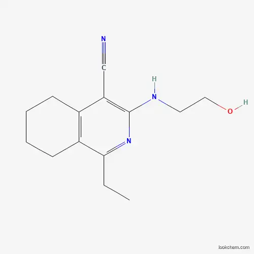 Molecular Structure of 374086-16-5 (1-Ethyl-3-(2-hydroxyethylamino)-5,6,7,8-tetrahydroisoquinoline-4-carbonitrile)