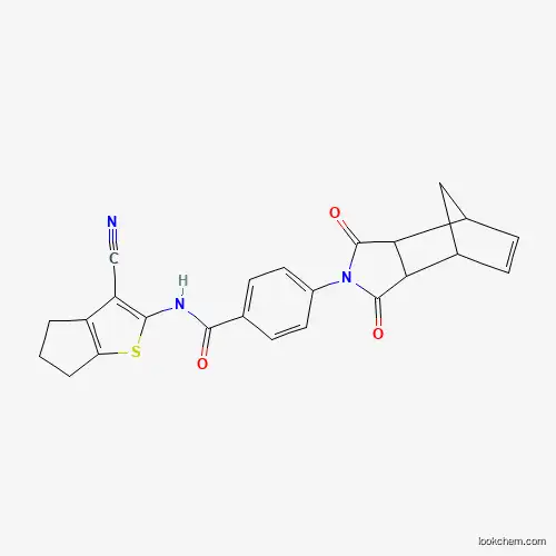 Molecular Structure of 430429-03-1 (N-(3-Cyano-5,6-dihydro-4H-cyclopenta[b]thien-2-yl)-4-(1,3,3a,4,7,7a-hexahydro-1,3-dioxo-4,7-methano-2H-isoindol-2-yl)benzamide)