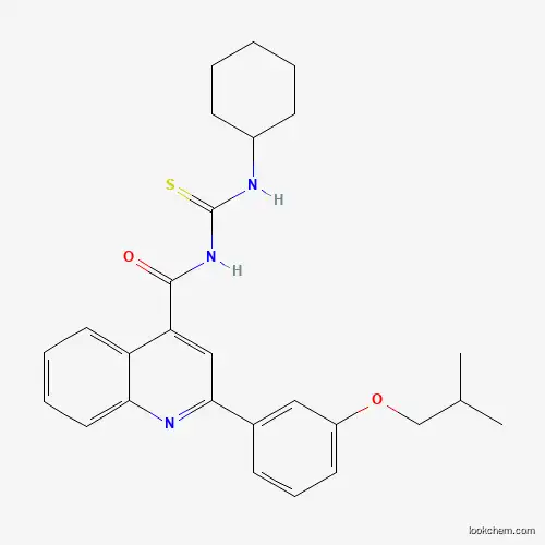 Molecular Structure of 438196-45-3 (N-(cyclohexylcarbamothioyl)-2-[3-(2-methylpropoxy)phenyl]quinoline-4-carboxamide)