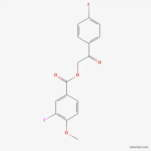 Molecular Structure of 443124-55-8 (2-(4-Fluorophenyl)-2-oxoethyl 3-iodo-4-methoxybenzoate)