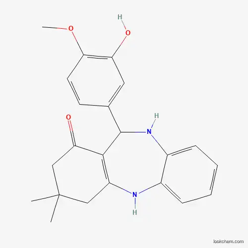 Molecular Structure of 5325-98-4 (11-(3-hydroxy-4-methoxyphenyl)-3,3-dimethyl-2,3,4,5,10,11-hexahydro-1H-dibenzo[b,e][1,4]diazepin-1-one)