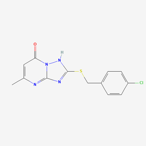 Molecular Structure of 898920-88-2 (2-[(4-chlorobenzyl)sulfanyl]-5-methyl[1,2,4]triazolo[1,5-a]pyrimidin-7(4H)-one)