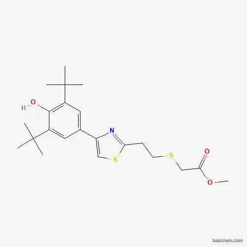 Molecular Structure of 680215-72-9 (Methyl 2-[(2-{4-[3,5-di(tert-butyl)-4-hydroxyphenyl]-1,3-thiazol-2-yl}ethyl)thio]acetate)