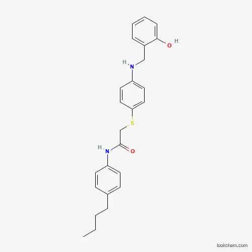 Molecular Structure of 763139-08-8 (N-(4-Butylphenyl)-2-((4-((2-hydroxybenzyl)amino)phenyl)thio)acetamide)