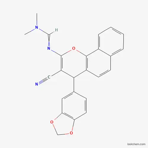 Molecular Structure of 860784-59-4 (N'-[4-(1,3-Benzodioxol-5-yl)-3-cyano-4H-naphtho[1,2-b]pyran-2-yl]-N,N-dimethylmethanimidamide)