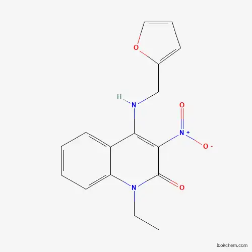Molecular Structure of 862484-57-9 (1-Ethyl-4-(furan-2-ylmethylamino)-3-nitroquinolin-2-one)