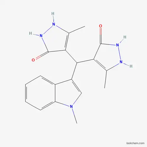 Molecular Structure of 956949-77-2 (5-Methyl-4-[(1-methylindol-3-yl)-(3-methyl-5-oxo-1,2-dihydropyrazol-4-yl)methyl]-1,2-dihydropyrazol-3-one)