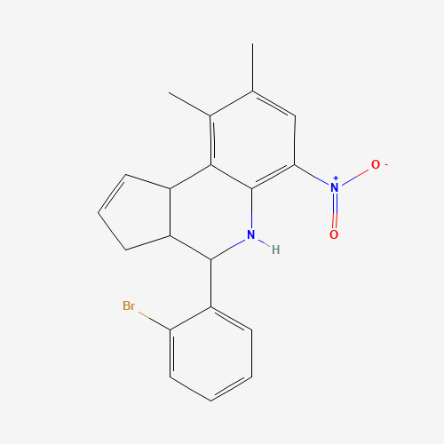 Molecular Structure of 1005171-98-1 (4-(2-bromophenyl)-8,9-dimethyl-6-nitro-3a,4,5,9b-tetrahydro-3H-cyclopenta[c]quinoline)