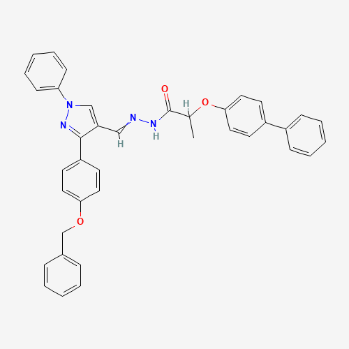 Molecular Structure of 1007460-80-1 (2-([1,1'-Biphenyl]-4-yloxy)propanoic acid 2-[[1-phenyl-3-[4-(phenylmethoxy)phenyl]-1H-pyrazol-4-yl]methylene]hydrazide)