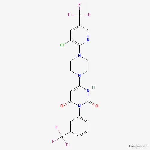 Molecular Structure of 339012-76-9 (4-(4-(3-Chloro-5-(trifluoromethyl)-2-pyridinyl)piperazino)-6-hydroxy-1-(3-(trifluoromethyl)phenyl)-2(1H)-pyrimidinone)