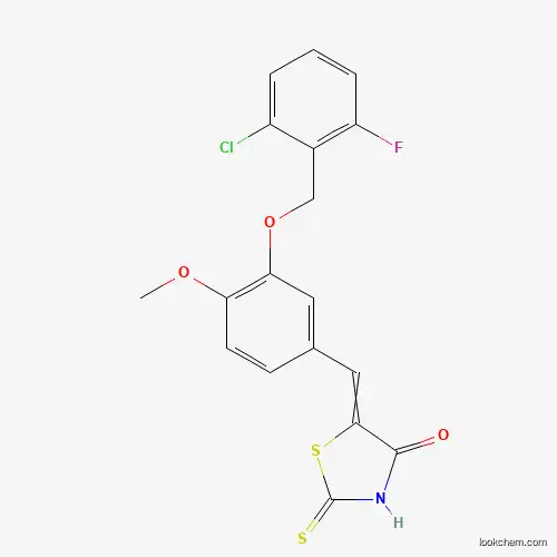 Molecular Structure of 401604-08-8 (5-[[3-[(2-Chloro-6-fluorophenyl)methoxy]-4-methoxyphenyl]methylene]-2-thioxo-4-thiazolidinone)