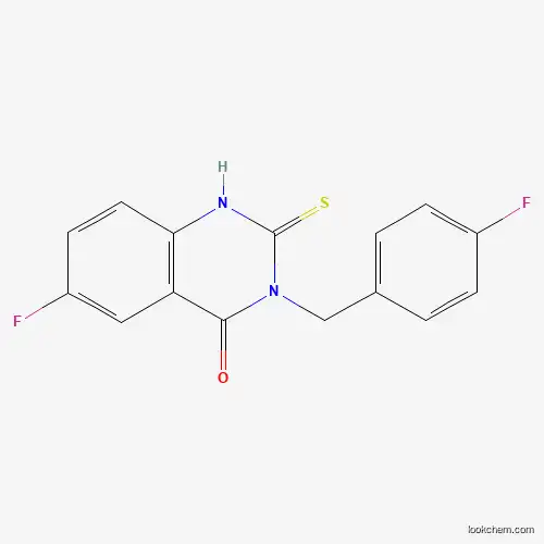 Molecular Structure of 422526-86-1 (6-fluoro-3-[(4-fluorophenyl)methyl]-2-sulfanylidene-1H-quinazolin-4-one)