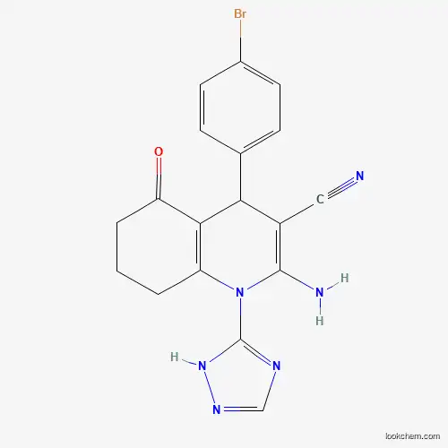 Molecular Structure of 442522-85-2 (2-Amino-4-(4-bromophenyl)-5-oxo-1-(1H-1,2,4-triazol-5-YL)-1,4,5,6,7,8-hexahydro-3-quinolinecarbonitrile)