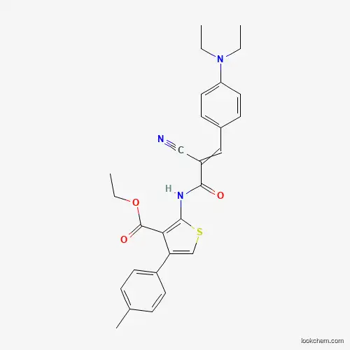 Molecular Structure of 465514-20-9 (Ethyl 2-[[2-cyano-3-[4-(diethylamino)phenyl]-1-oxo-2-propen-1-yl]amino]-4-(4-methylphenyl)-3-thiophenecarboxylate)
