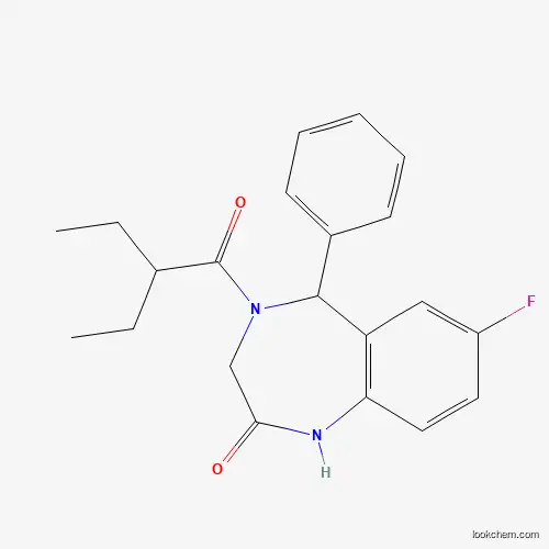 Molecular Structure of 533880-96-5 (4-(2-ethylbutanoyl)-7-fluoro-5-phenyl-3,5-dihydro-1H-1,4-benzodiazepin-2-one)