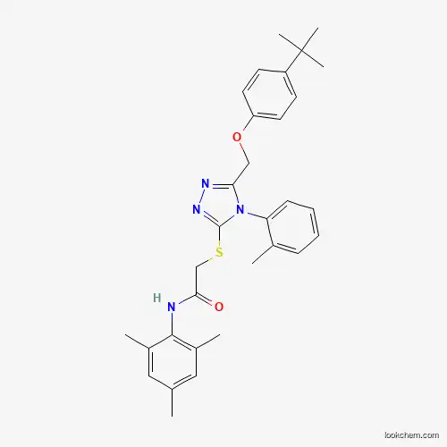 Molecular Structure of 539808-86-1 (2-((5-((4-(tert-Butyl)phenoxy)methyl)-4-(o-tolyl)-4H-1,2,4-triazol-3-yl)thio)-N-mesitylacetamide)