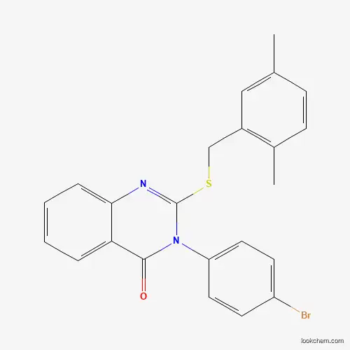Molecular Structure of 745043-52-1 (3-(4-Bromophenyl)-2-((2,5-dimethylbenzyl)thio)-4(3H)-quinazolinone)