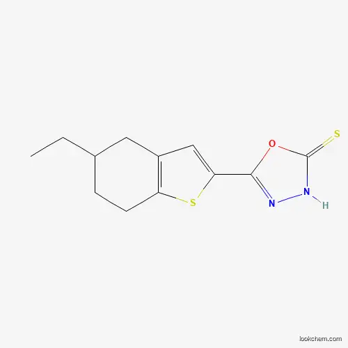 Molecular Structure of 885460-61-7 (5-(5-Ethyl-4,5,6,7-tetrahydro-1-benzothiophen-2-YL)-1,3,4-oxadiazole-2-thiol)
