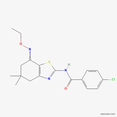 Molecular Structure of 946387-15-1 (4-chloro-N-[7-(ethoxyimino)-5,5-dimethyl-4,5,6,7-tetrahydro-1,3-benzothiazol-2-yl]benzamide)