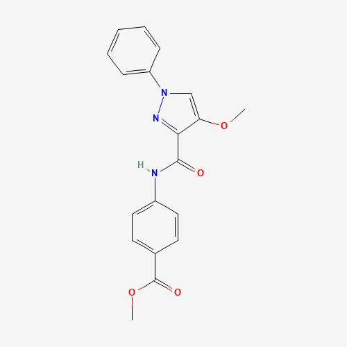 Molecular Structure of 1001966-93-3 (Methyl 4-[[(4-methoxy-1-phenyl-1H-pyrazol-3-yl)carbonyl]amino]benzoate)