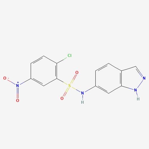 Molecular Structure of 1005308-87-1 (2-chloro-N-(1H-indazol-6-yl)-5-nitrobenzenesulfonamide)