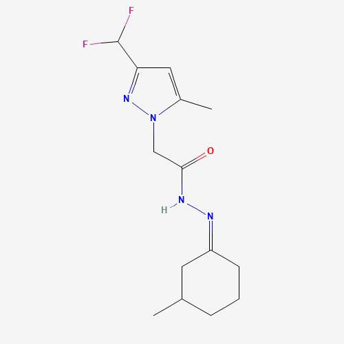 Molecular Structure of 1005659-71-1 (2-[3-(difluoromethyl)-5-methyl-1H-pyrazol-1-yl]-N'-[(1Z)-3-methylcyclohexylidene]acetohydrazide)