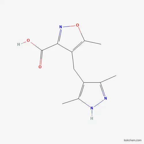 Molecular Structure of 1033076-72-0 (4-((3,5-Dimethyl-1H-pyrazol-4-yl)methyl)-5-methylisoxazole-3-carboxylic acid)