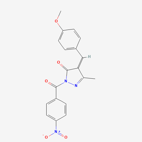 Molecular Structure of 124814-25-1 (4-(4-Methoxy-benzylidene)-5-methyl-2-(4-nitro-benzoyl)-2,4-dihydro-pyrazol-3-one)