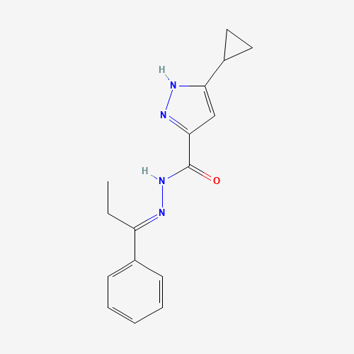 Molecular Structure of 1359880-13-9 (5-cyclopropyl-N-(1-phenylpropylideneamino)-1H-pyrazole-3-carboxamide)