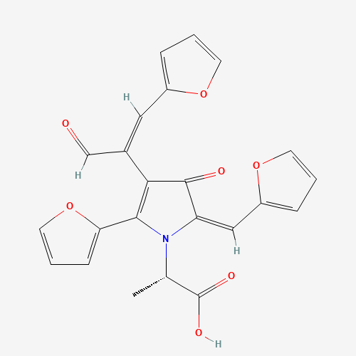 Molecular Structure of 198414-08-3 ((2S)-2-[2-(2-Furyl)-3-[(E)-1-formyl-2-(2-furyl)ethenyl]-4-oxo-5-[(E)-(2-furyl)methylene]-2-pyrroline-1-yl]propionic acid)