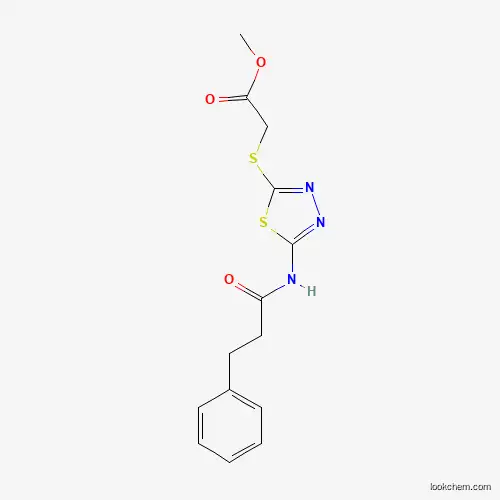 Molecular Structure of 476465-59-5 (Methyl 2-((5-(3-phenylpropanamido)-1,3,4-thiadiazol-2-yl)thio)acetate)