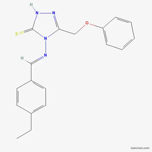 Molecular Structure of 488793-02-8 (4-[(E)-(4-ethylphenyl)methylideneamino]-3-(phenoxymethyl)-1H-1,2,4-triazole-5-thione)