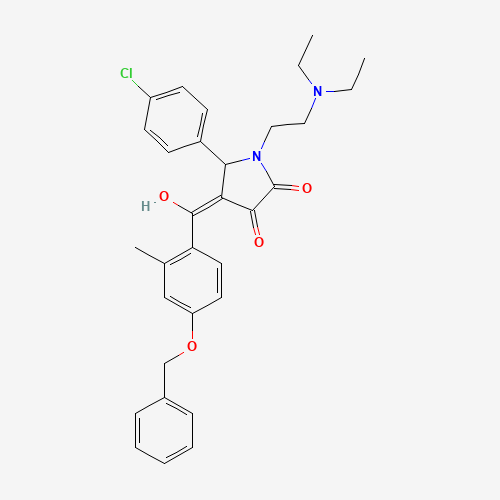 Molecular Structure of 498569-22-5 (4-(4-(Benzyloxy)-2-methylbenzoyl)-5-(4-chlorophenyl)-1-(2-(diethylamino)ethyl)-3-hydroxy-1H-pyrrol-2(5H)-one)