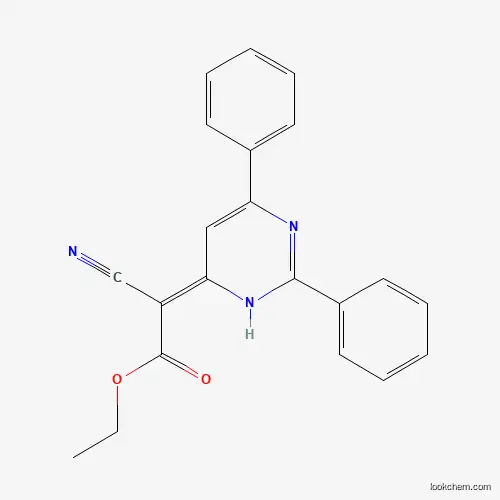 Molecular Structure of 5581-92-0 (ethyl (2Z)-2-cyano-2-(2,4-diphenyl-1H-pyrimidin-6-ylidene)acetate)