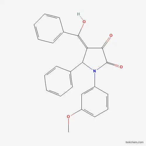 Molecular Structure of 5949-26-8 ((4Z)-4-[hydroxy(phenyl)methylidene]-1-(3-methoxyphenyl)-5-phenylpyrrolidine-2,3-dione)