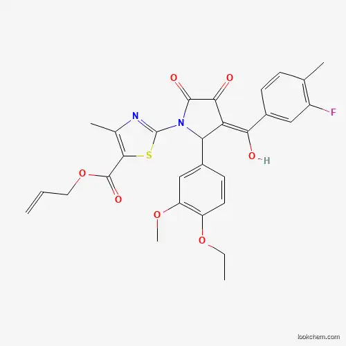 Molecular Structure of 617697-93-5 (Allyl 2-(2-(4-ethoxy-3-methoxyphenyl)-3-(3-fluoro-4-methylbenzoyl)-4-hydroxy-5-oxo-2,5-dihydro-1H-pyrrol-1-yl)-4-methylthiazole-5-carboxylate)